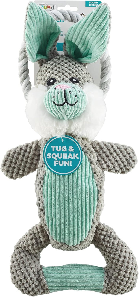 Outward Hound Scrunch Bunch Bunny - Interactive Plush Squeaky Dog Tug Toy