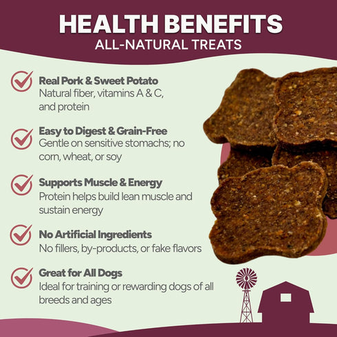 6 oz Gaines Family Farmstead Pork & Sweet Potato Fillets for Dogs Pouch, Tastes Like Bacon! Chewy, Natural, Grain-Free