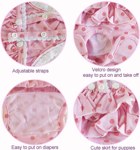 2 Pieces Washable Female Diapers with Suspender Comfort Reusable Doggy Diapers Reusable Puppy Sanitary Panties Dog