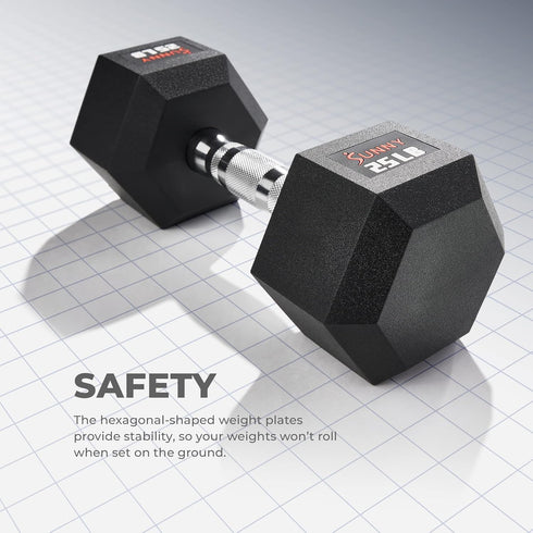 Sunny Health & Fitness Core Fit Hex Dumbbell, 5 to 50 LBS for Strength Training and Workouts