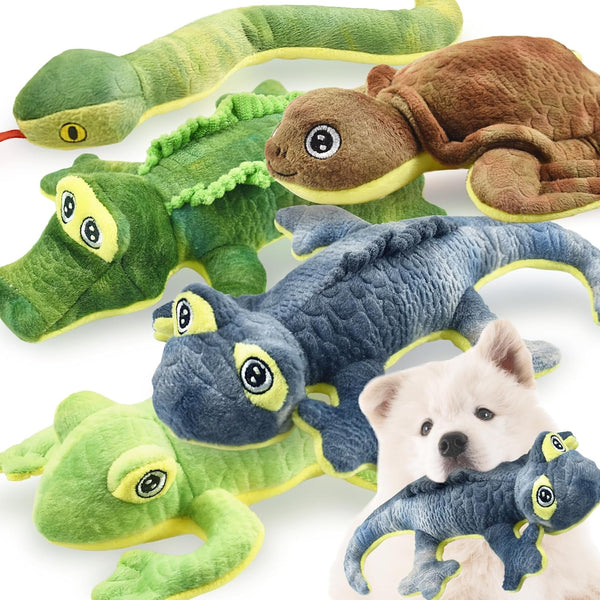 LECHONG Stuffed Animal Dog Toys, 5 Pack Tough Squeaky Dog Toys, Plush