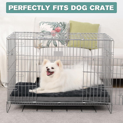 Waterproof Small Dog Bed Crate Pad 24 inch - Washable Orthopedic with Removable Cover, Reversible Foam Dog Beds,
