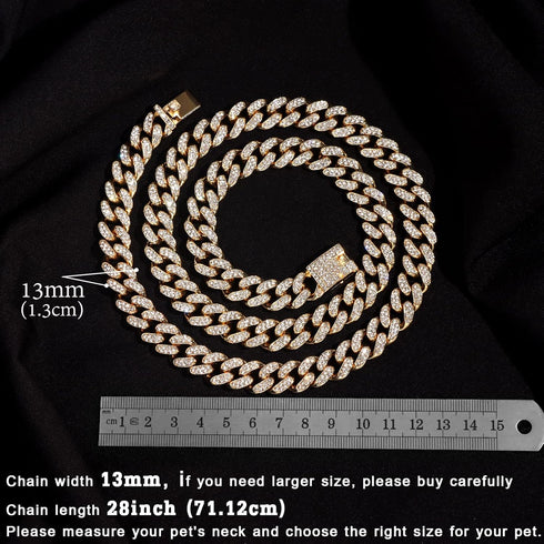 Cuban Link Dog Collar in Gold Silver Color, Metal Dog Chain Collar for Dogs Cats Jewelry 8/10/14/16/18/20/24/28 Inch