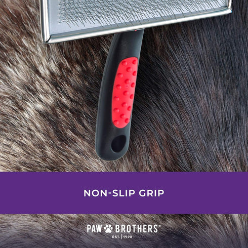 Ryan's Pet Supplies Paw Brothers Flat Slicker Brush for Dogs, Professional Grade, Large 4.5" x 2"
