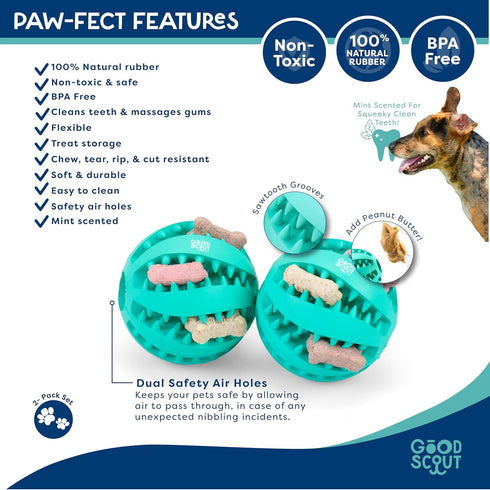 Good Scout Dental Balls for Dogs, Indoor and Outdoor 2-Pack Dog Ball Set, 6 cm/2.36 Inch
