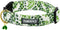 TEEMERRYCA Summer Comfortable Cotton Dog Collars, Green Leaf Print for Female Male Small Medium Large Dogs