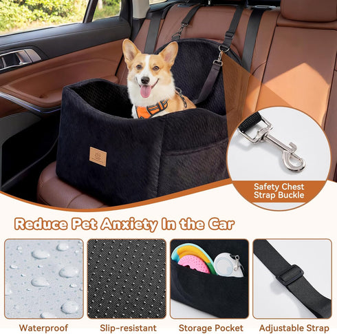 LUXYBEE 40lbs 3 Dog Car Seat for Medium/Small Dogs, Dog Booster Car Seat, Pet Booster Seats Up to with Waterproof