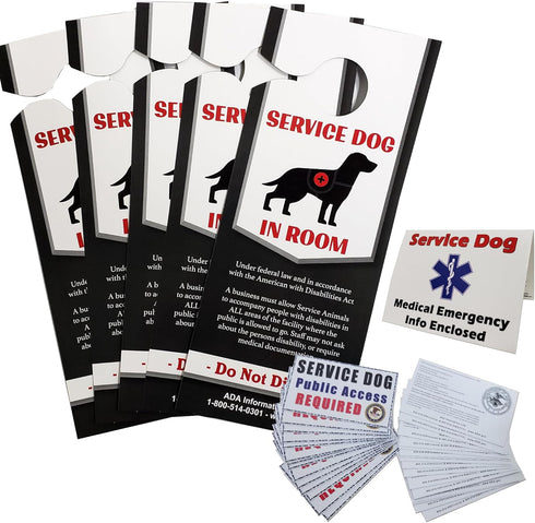 ActiveDogs Service Dog Travel Kit Standard - 5 Service Dog Door Placards,