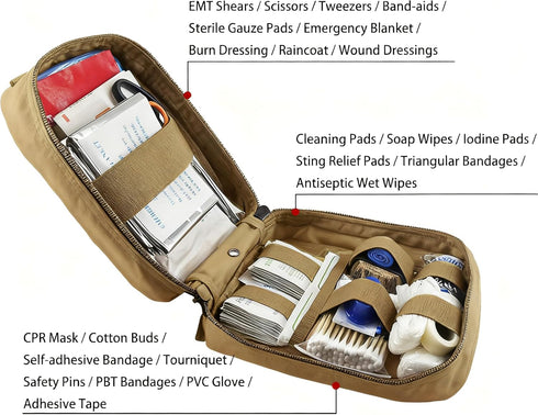 Tactical MOLLE Medical First Aid Utility Pouch - Carlebben EMT Kit in Tan