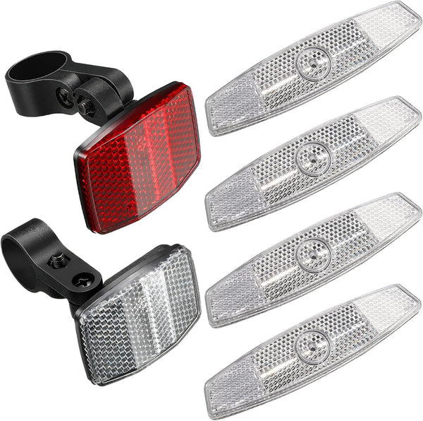 Maitys 6 PCS Bike Front and Rear Reflectors Kit, Safety Warning Reflectors for Handlebar and Night Cycling