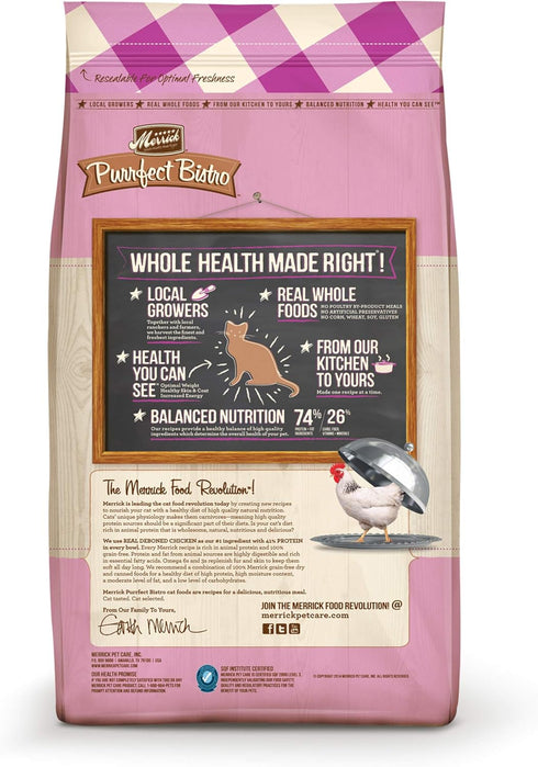 Merrick Purrfect Bistro Premium Grain Free Natural Dry Cat Food for Young Cats, Healthy Kitten Food Recipe, 4 lb Bag