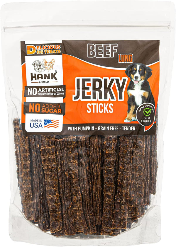Hank & Harley Jerky Sticks Beef Lung 1 lb - USA Lean