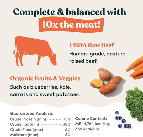 Little Hunter Freeze Dried Fresh Dog Food Raw Beef Recipe, High Protein, Small Batch, Grain Free, 15 oz