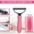 Undercoat Rake for Dogs, 2 Side Brush for Deshedding and Dematting, Professional Grooming Hair Tools for Pets, Pink