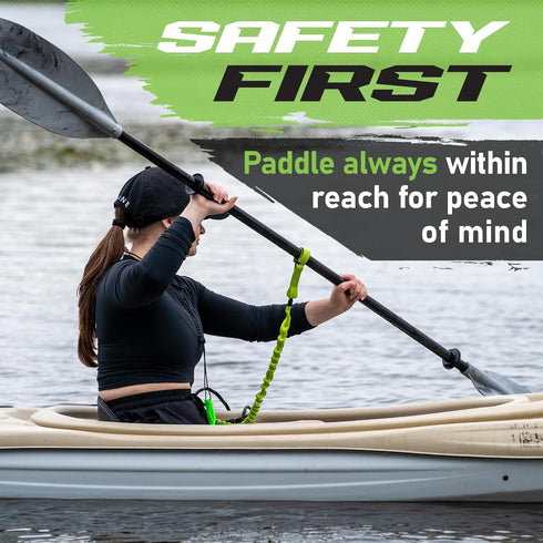 Gradient Fitness 2 Pack Kayak Paddle Leash - 5-8 Feet Stretchable Paddle Strap with Carabiner Secure Lanyard Rope