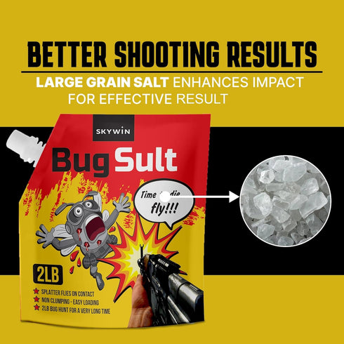 2 lbs, Skywin Fly Shooter Refill Salt Large Grain Salt Shooter for Enhanced Impact with Anti-Caking Formula, Easy Pour