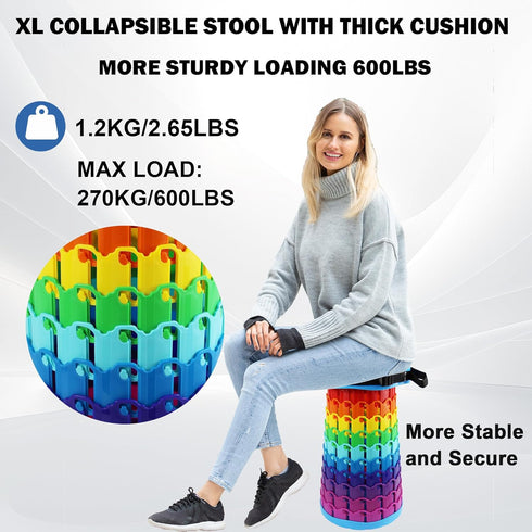 2026 H18.1 D10.24 600Ib,Collapsible ALEVMOOM Collapsible Stool with Thick Cushion, More Sturdy Capacity Adjustable