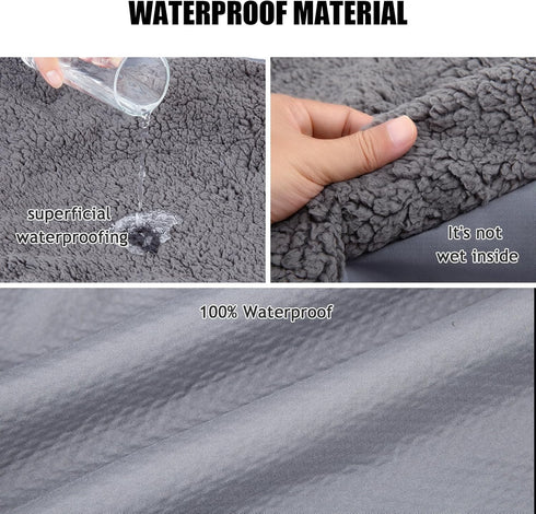 Dog Bed Covers, Waterproof Soft Plush Replacement Washable Dog Pillow Cover, Removable Pet Dog Crate Pad Replacement