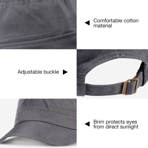 Syhood 3 Pieces Cadet Army Caps - Adjustable Flat Caps Unisex Military Army Hat
