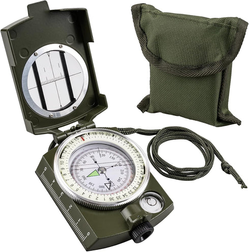 Hiking Compass for Survival, Waterproof Durable Pocket-Sized Tactical Compass with Lanyard & Pouch for Navigation