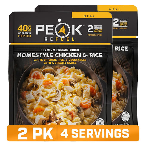 Backpacking (2-Pack) Peak Refuel Homestyle Chicken and Rice | Freeze Dried and Camping Food | Amazing Taste | High