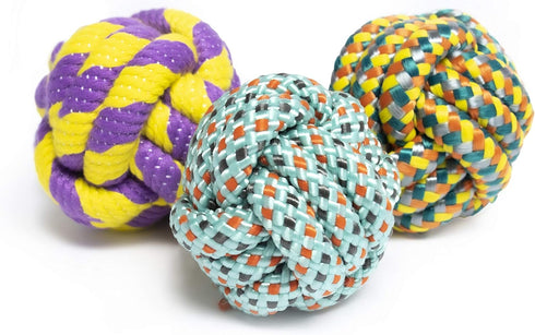 Roscoe's Pet Products Braided Rope Ball Toy for Dogs and Small Pets (Small, 2.25-inch)