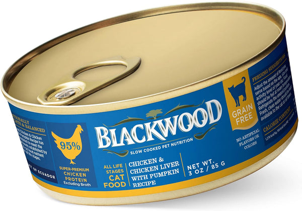 Blackwood Canned Cat Food, Grain Free Wet Cat Food for All Breeds, Chicken & Chicken Liver, 3.0 oz. can (Pack of 12)