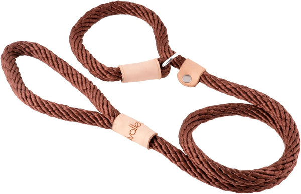 Alvalley 4ft Rope Dog Leash with Stopper, Soft Braided No-Pull Gentle Leash for All Dog Sizes (Brown)