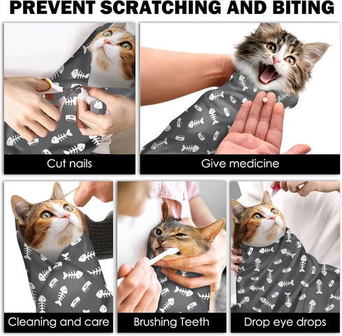 27.6"Cat (6-10 lbs) Grooming Wrap, Self Adhesive Cat Wrap for Cutting Nails, Anti-Escape Calming Cat Swaddle Wrap