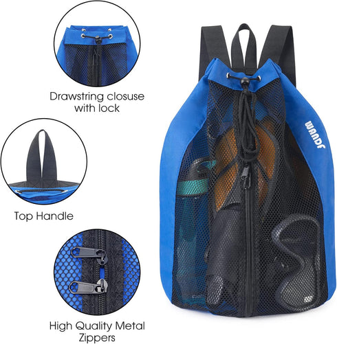 WANDF Mesh Drawstring Swim Bag, Backpack for Swimming, Gym, and Workout Gear