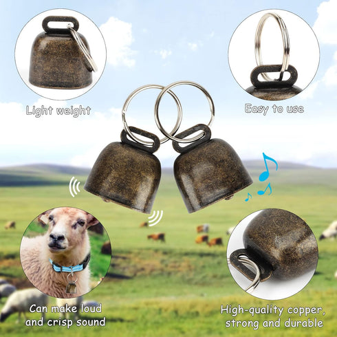 5 Pack Reflective Goat Collars with Bells, Adjustable Nylon Collar Set for Small Farm Animals, Loud Bronze Bell for