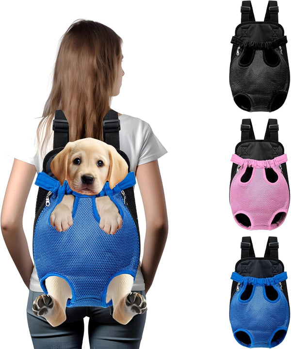 Hands-Free Pet Carrier Backpack for Dogs and Cats, Comfortable Adjustable Design for Traveling (Blue, Large)