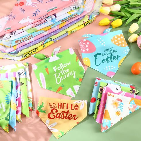 100 Kacctyen Pcs Easter Dog Bandanas Bulk Dog Adjustable Cute Washable Triangle Kerchief Scarf Bibs for Small to Medium