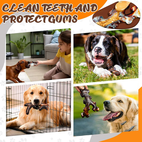 4 Pack Tough Indestructible Dog Chew Toys with Bacon Flavor - Durable Nylon Bones for Large Medium Breed