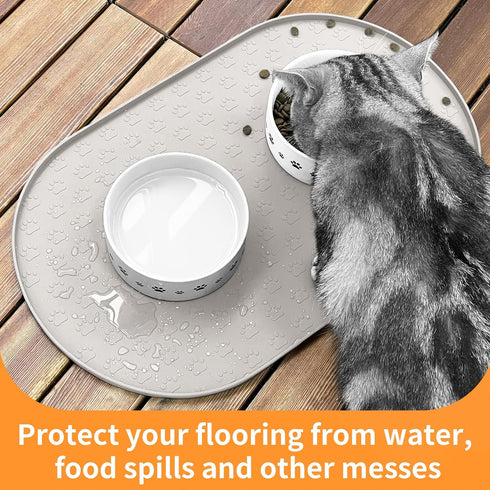 Dog Food Mat Anti-Slip, Waterproof Feeding Mat for Food and Water, Silicone Puppy Trays for Dogs and Cats
