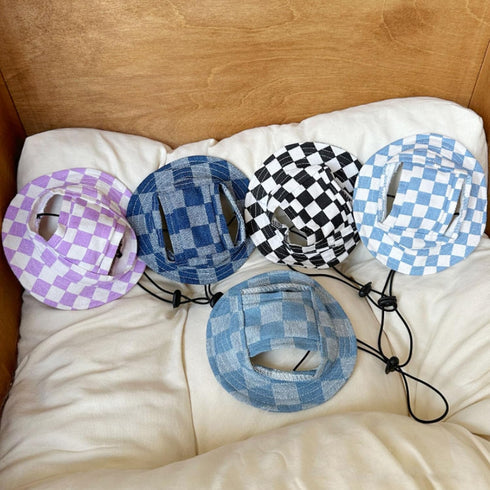 Generic Hole,Summer Junchl Pet Hats,Dog Bucket Hats with Ear Cat Dog Round Brim Cap,Outdoor Travel Sunscreen Pet