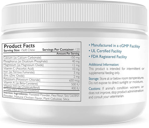 Vitamins for Nursing Dogs to Support Lactation, Milk Quality, Healthy Puppies, 120 Soft Chews