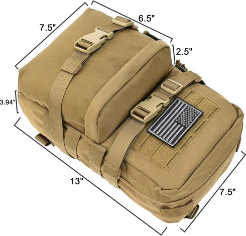 Tactical Mini Molle Hydration Pack, Water Resistant Hydropack with US Flag for Tactical Vest Backpack