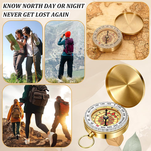 KFHENSOMR Brass Compass for Hiking Large Dial Pocket Compass with Keychain Loop Camping Survival Navigation Tool Ideal