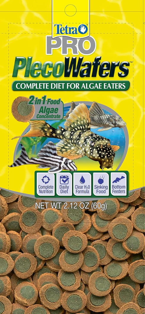 Tetra PRO PlecoWafers, 2.12 Ounces, Nutritionally Balanced Vegetarian Fish Food, Model 16447