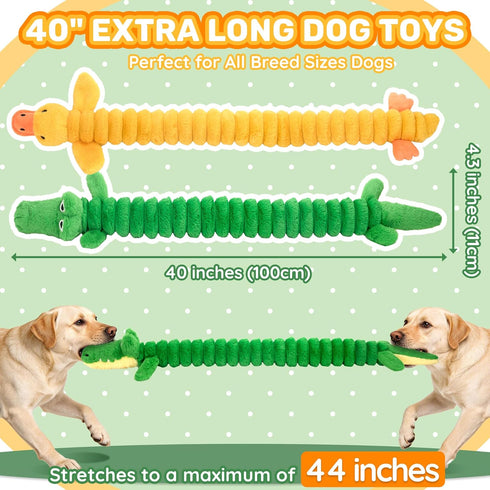 2-Pack 40 LECHONG Extra-Long Squeaky Dog Toys for Large Dogs, Soft Chew Plush Stuffed Animal Dogs Toy, Interactive