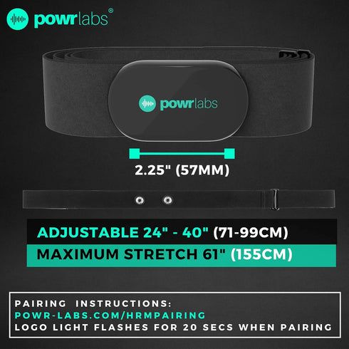 Powr Labs Bluetooth and ANT+ Heart Rate Monitor Chest Strap - Compatible with Polar, Garmin, Peloton