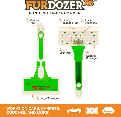 FurDozer X6 & X3 Pet Hair Remover & Auto Detailing Tool Bundle for Carpets, Couches, and Furniture