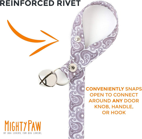 Mighty Paw Designer Dog Doorbells: Tinkle Bell 2.0 Potty Training Aid for Housetraining (Stormy Grey - Paisley)