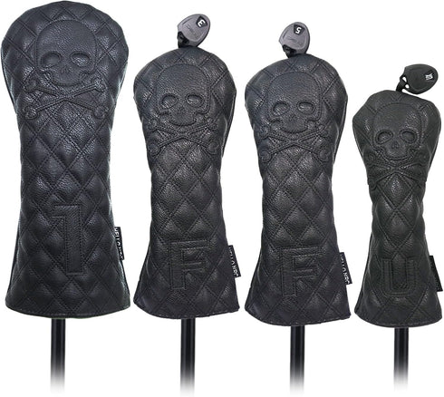 HELLO NRC Golf Club Head Cover, Black/White Wood Cover for 460cc Fairway Woods & Hybrid with Rotating Number Labels