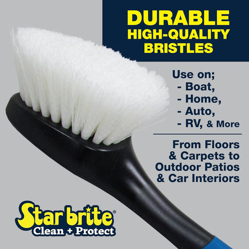 (040115) STAR BRITE Stiff Deck Brush with Long Handle - Heavy-Duty Marine-Grade Scrubber for Boats, Decks