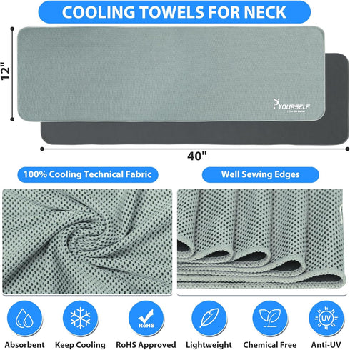 4 Pack 40" 12" SYOURSELF Cooling Towels for Neck and Face, x Cooling Towel for Hot Weather, Soft Breathable Instant