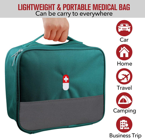 PKQP Backpacking First Aid Bag, Empty Medical Supplies Organizer Bag Portable Trauma Kit for Home Office Kitchen