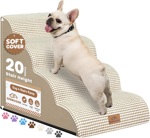 Zerbuger Dog Ramp and Stair for Bed 16" H-20 H,3-Step Cat Stair