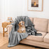 100% Waterproof Dog Blanket, 52x82 inches Soft Leak Proof Pet Couch Throw, Washable Light Grey + Dark Grey